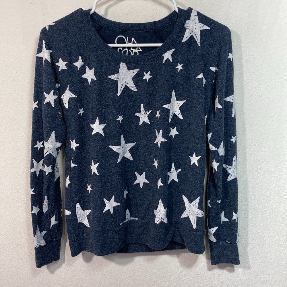 Chaser Navy Allover Star Print Sweatshirt